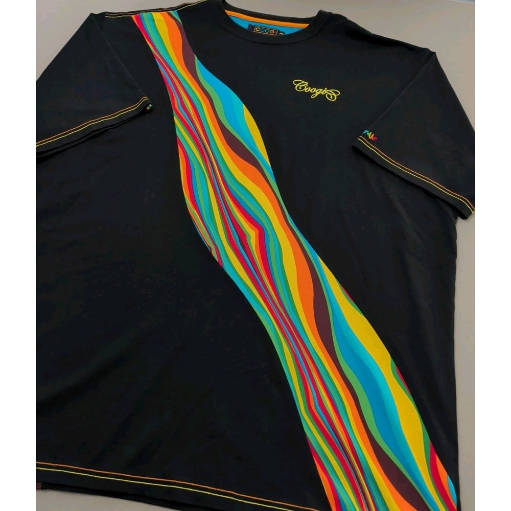 Coogi Men 5XL Big & Tall Multi Wavy Colorful T-Shirt Hip Hop Biggie Y2K Rainbow